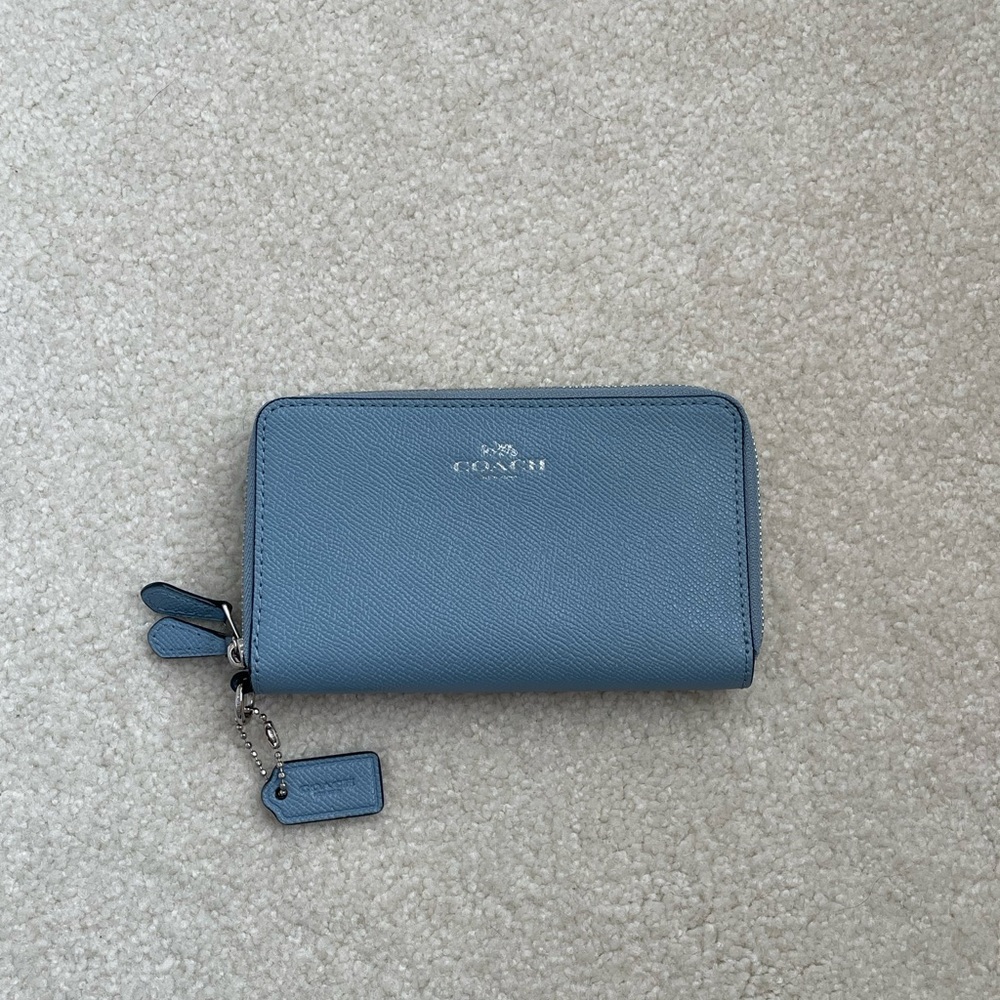 Coach Double Zip Wallet (Light Blue)